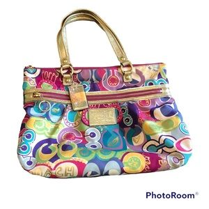 Coach Colorful Tote with Gold Handles